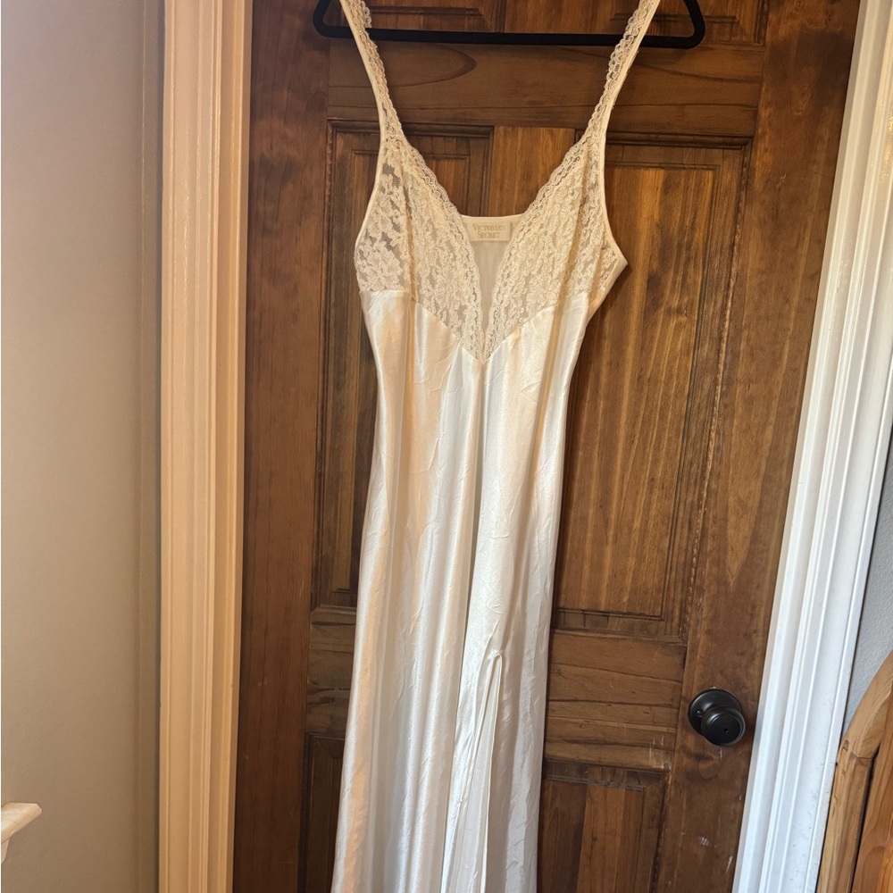 Victoria's Secret  Vintage Gold Tag Champagne Satin Slip Night Gown